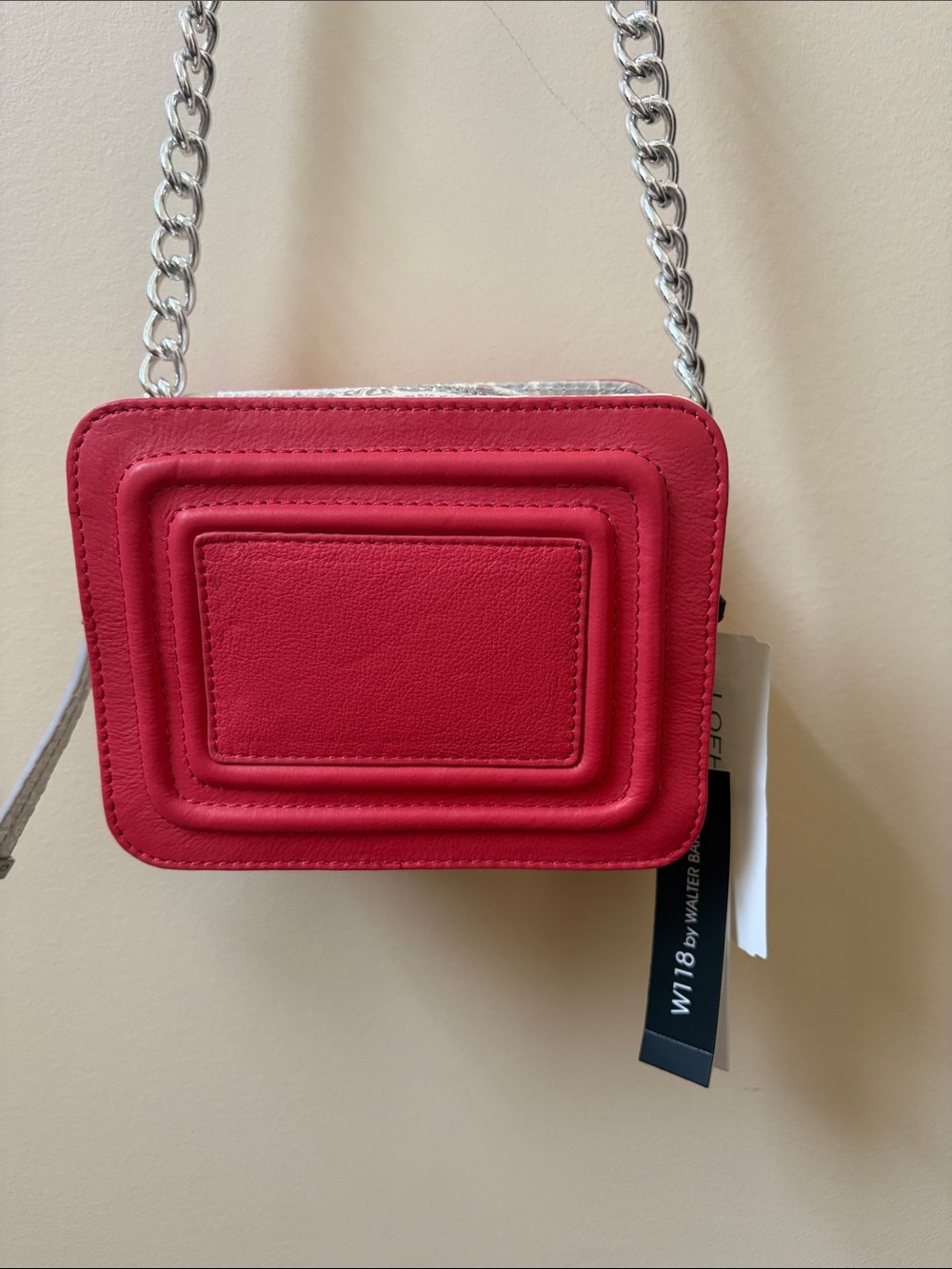 Walter Baker Poppy Leather Crossbody with Silver Chain